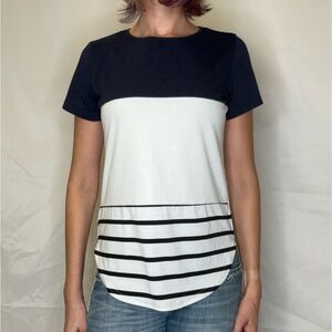 Ceasikery Women's Casual T Tee Shirt S SM Small Navy Blue White Black Colorblock